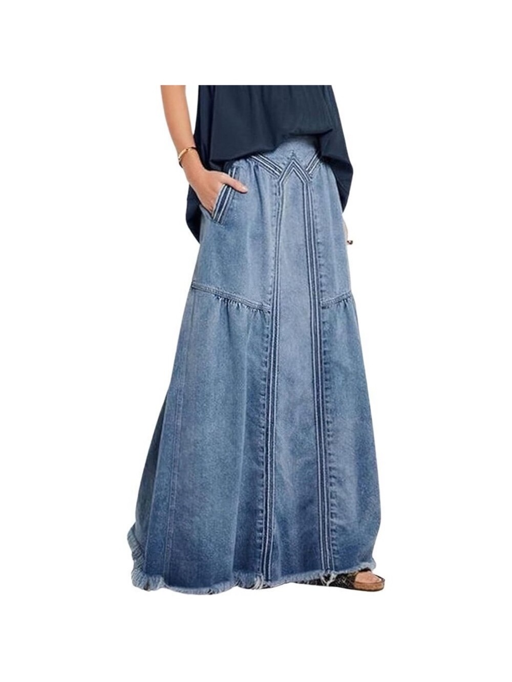 Denim Maxi Skirt - Light Blue Long Jean Skirt